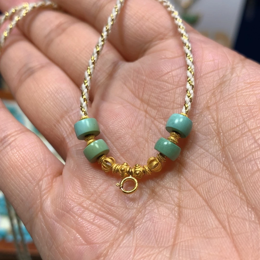 绿松石18K金镶嵌万能链