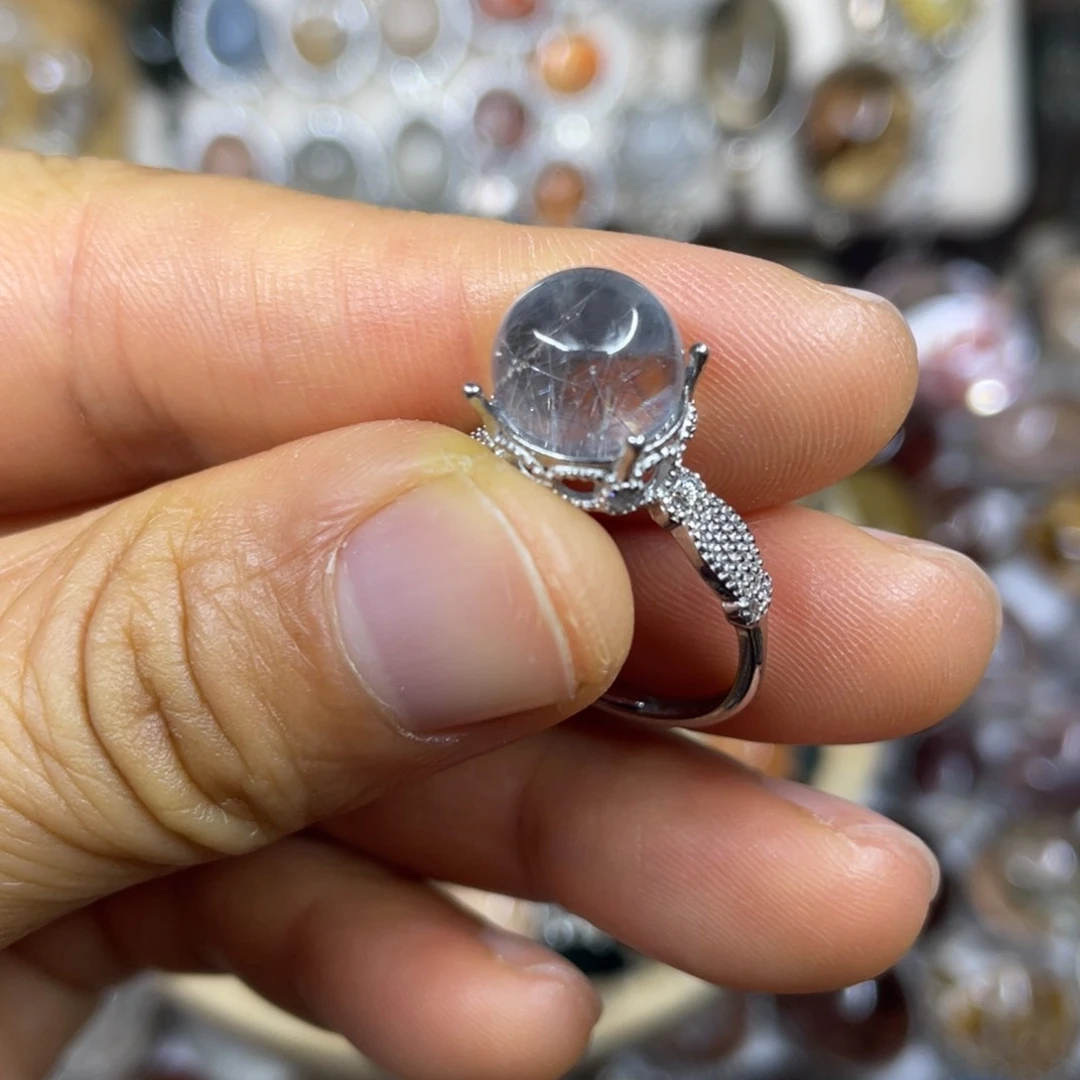 【闪购商品】银S925镶嵌珠宝半成品水晶戒指