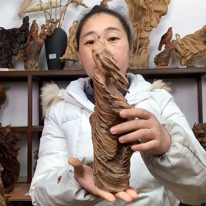 松木用****0琥珀木小鸟摆件