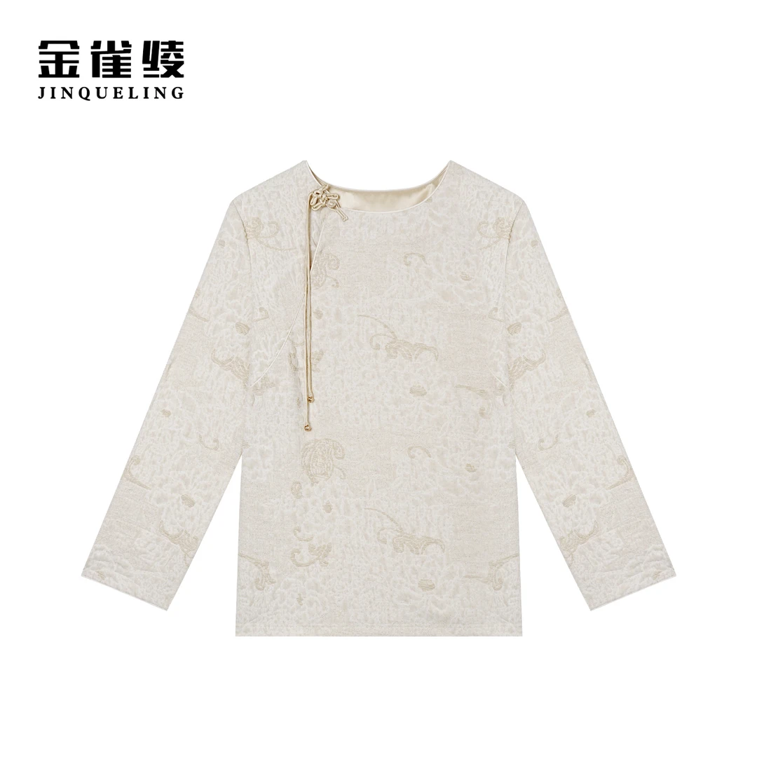 金雀绫【金缕衣】新中式圆领国风重工艺百搭衬衫SZ4S44