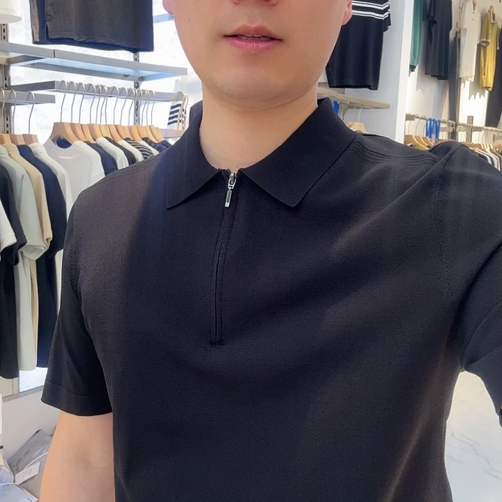 高品质拉链Polo短袖