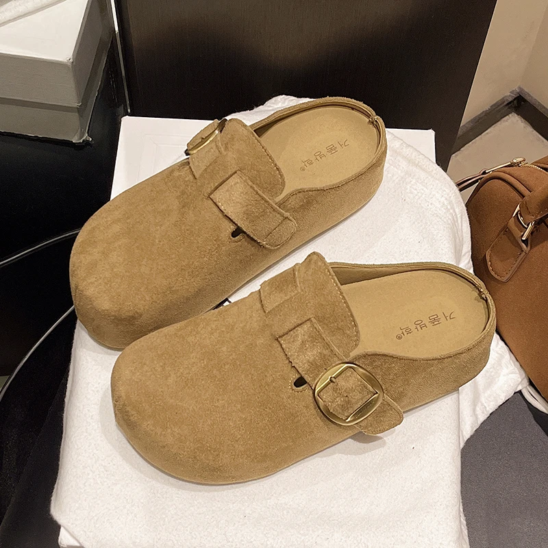 复古爆款勃肯鞋女夏季厚底2025新款内增高包头半拖鞋外穿网红休闲