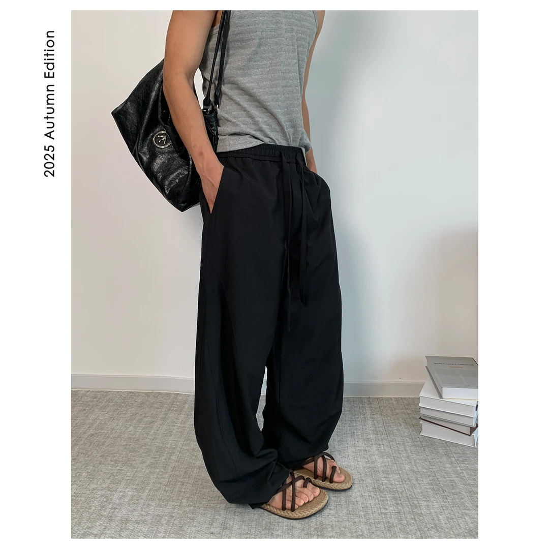 ZICHENG 25ss夏季 速干 素色垂感 男士廓形直筒系抽绳宽松休闲裤