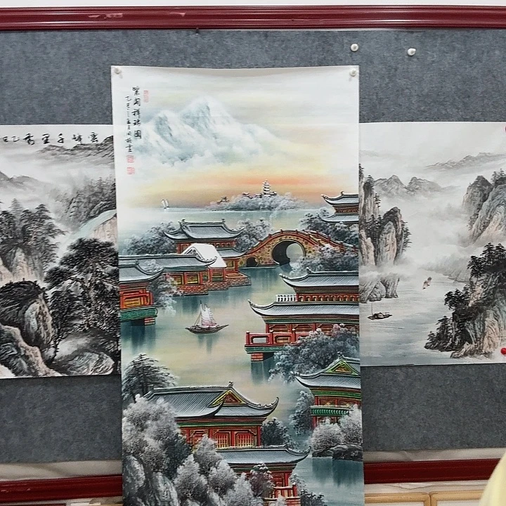 国画手绘国画紫阁祥瑞图