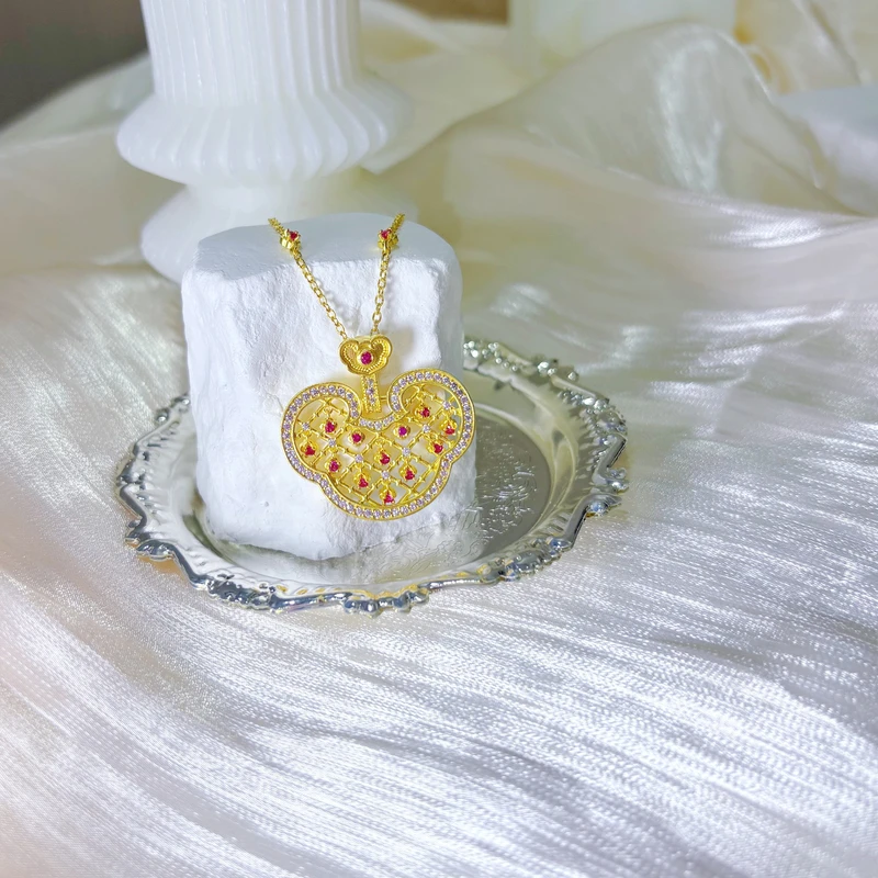 坠链均足银 足银镀金【福启如意锁包】许妍同款时尚百搭故宫