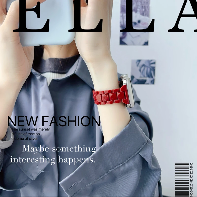 适用苹果手表iwatchs10可爱S9男女夏季运动7糖果树脂小蛮腰S8表带