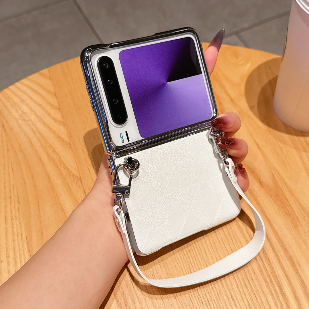 适用华为Purax手提腕带素皮手机壳折叠屏超薄高级防摔外壳保护套