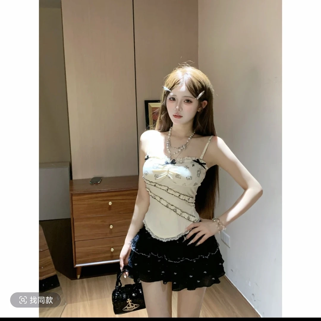 邪恶喵喵 夏季新款纯欲风甜辣设计甜美可爱温婉大方约会上衣半裙