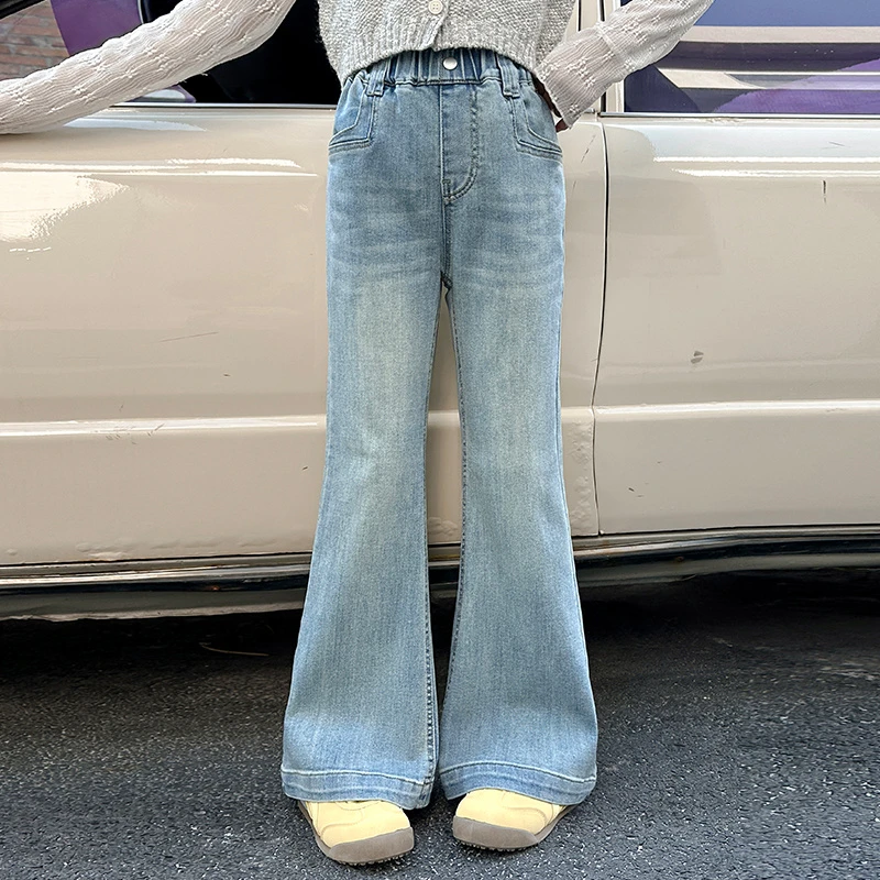 女童牛仔喇叭裤春装6-12岁潮款洋气儿童微喇裤春秋中大童时髦裤子