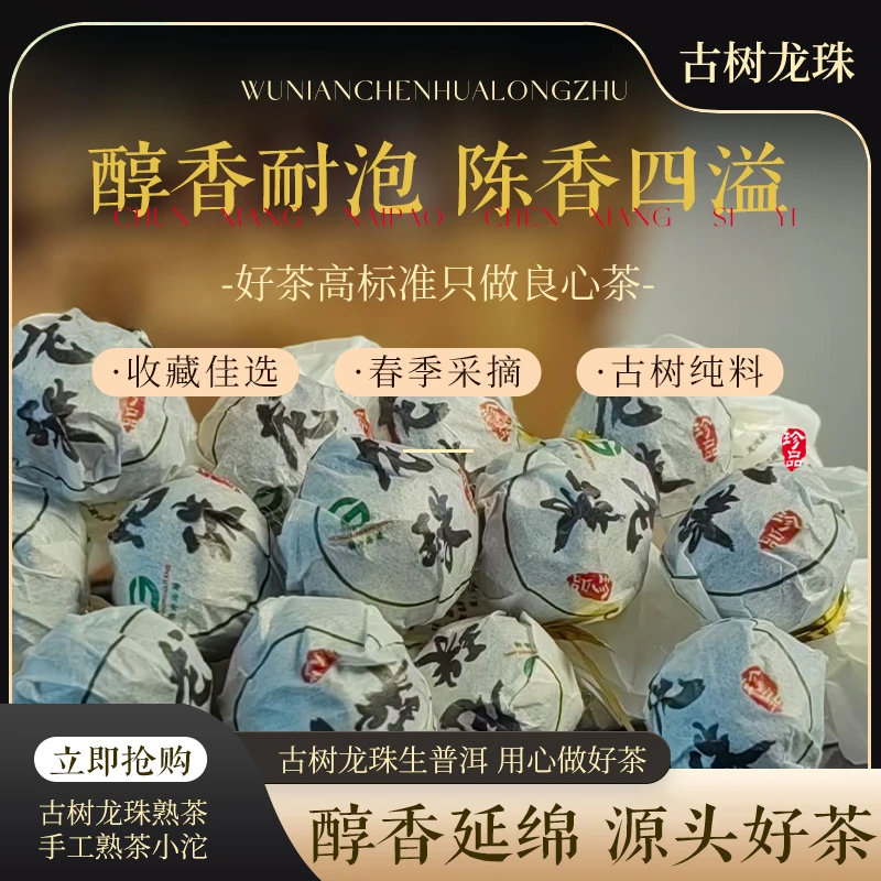 五年陈古树龙珠普洱古树茶茶叶普洱茶