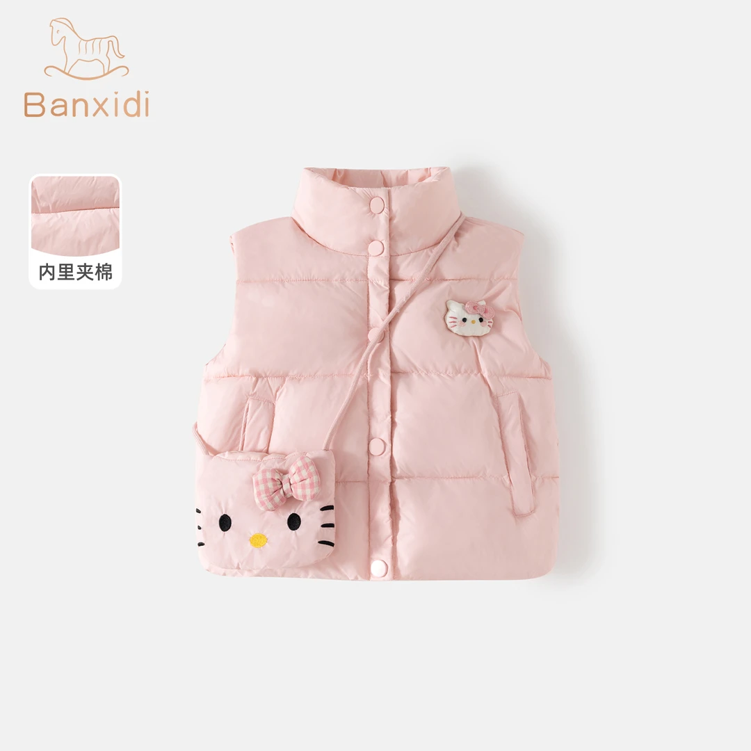 班喜迪女童马甲秋冬装新款女宝宝夹棉童装儿童冬季加厚棉服背心