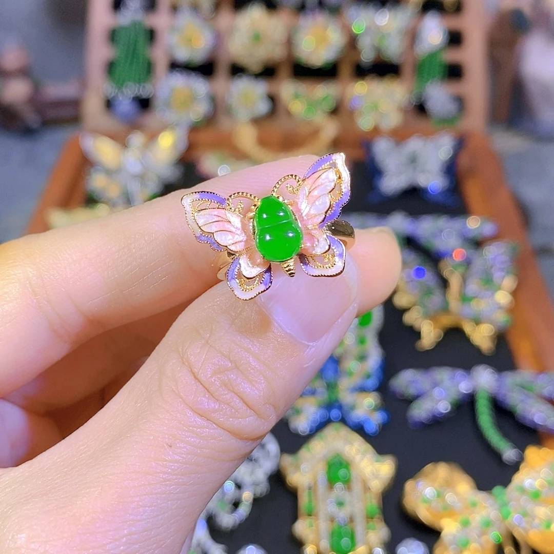 吊坠(不含链)银S925镶嵌翡翠