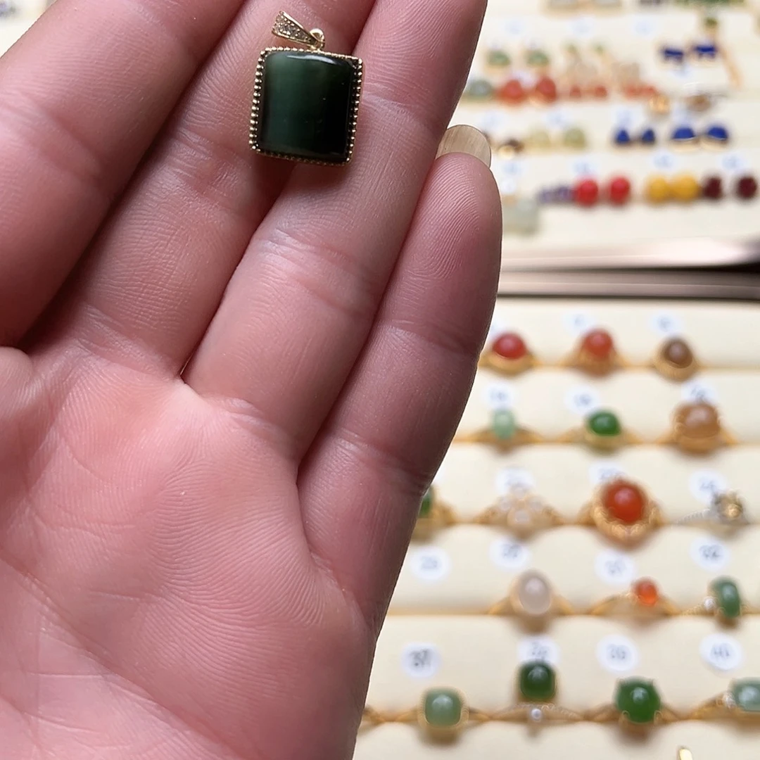 和田玉吊坠(不含链)银S925镶嵌