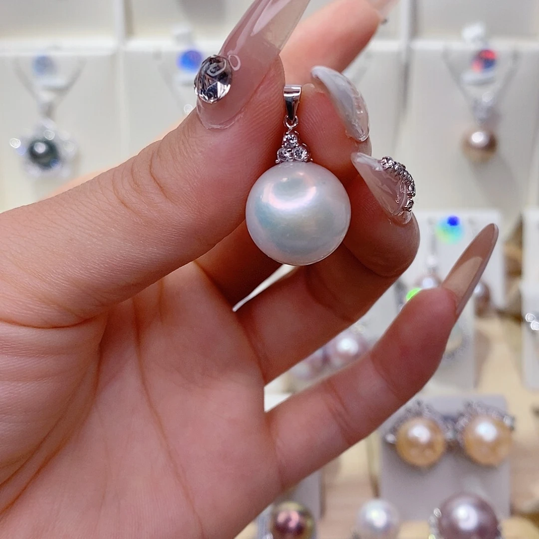 淡水珍珠银S925镶嵌吊坠(赠链)14➕