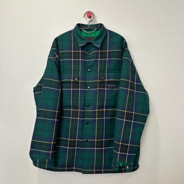 99新 Prada/普拉达 羊毛格子夹棉外套 尺码:L 11650