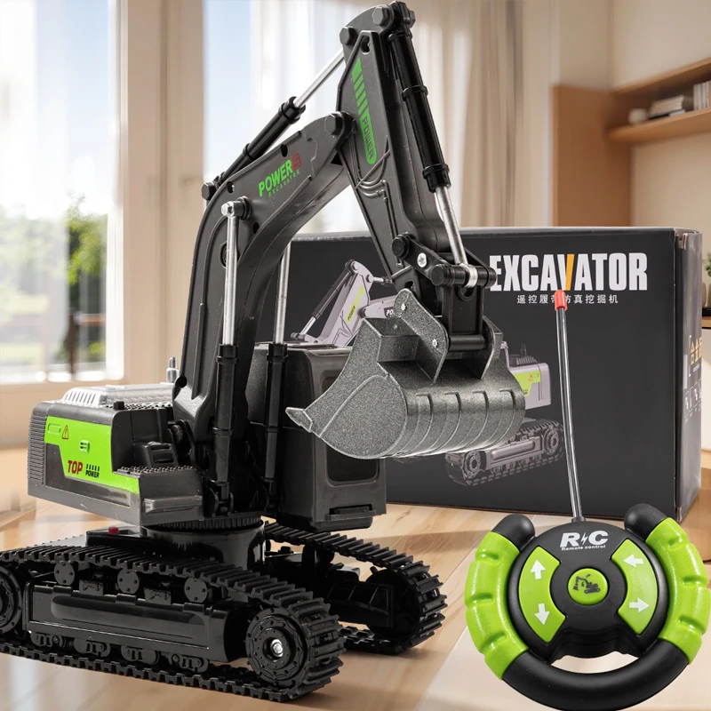 布林合金遥控挖掘机充电挖土机玩具车勾机模型遥控车六通工程车男