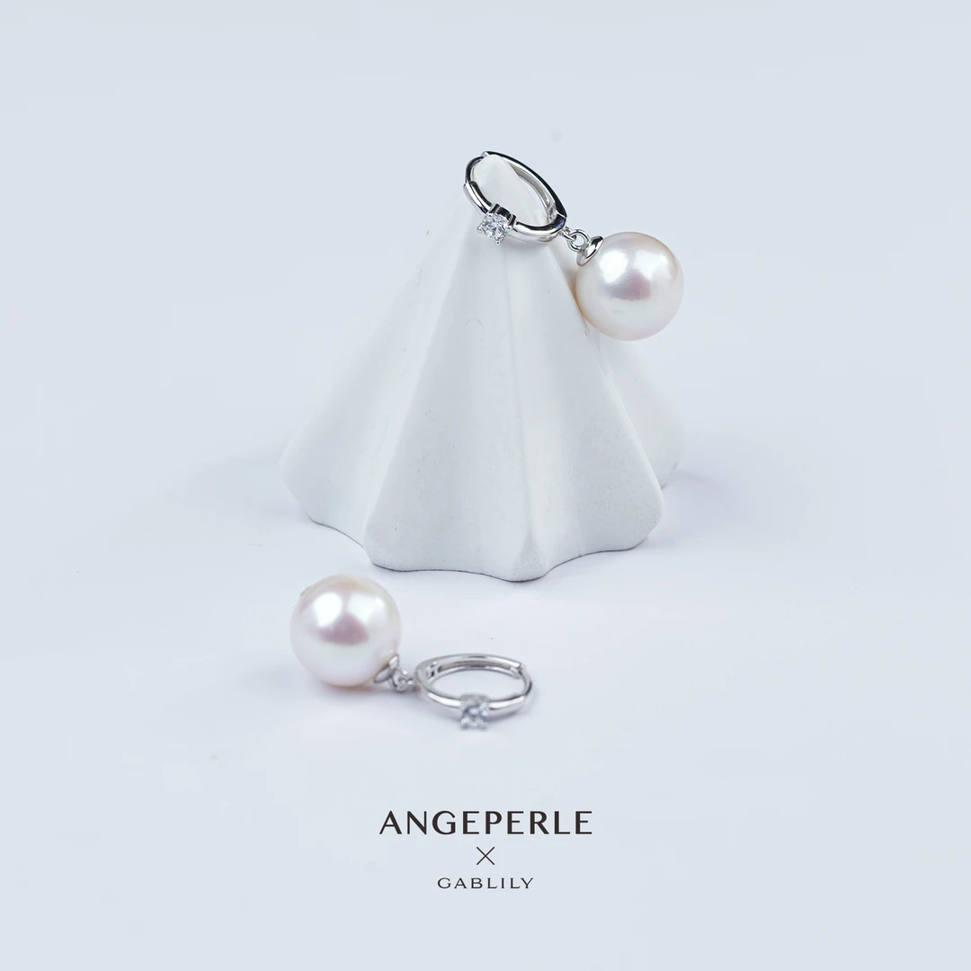 天使之泪淡水珍珠耳圈 S925银耳饰11-12mm百搭 经典款【小乔推荐】