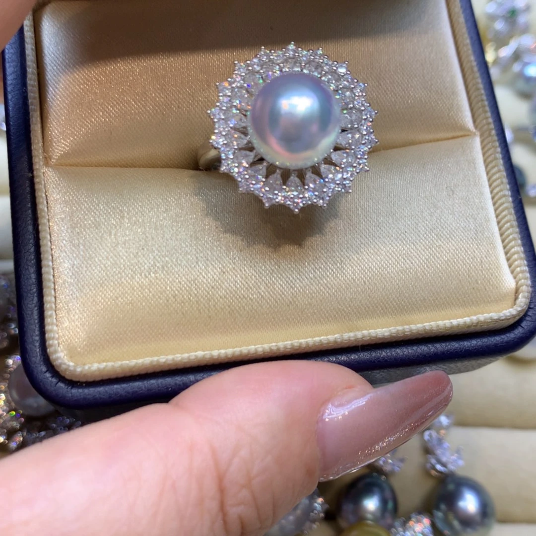 银S925镶嵌戒指海水珍珠