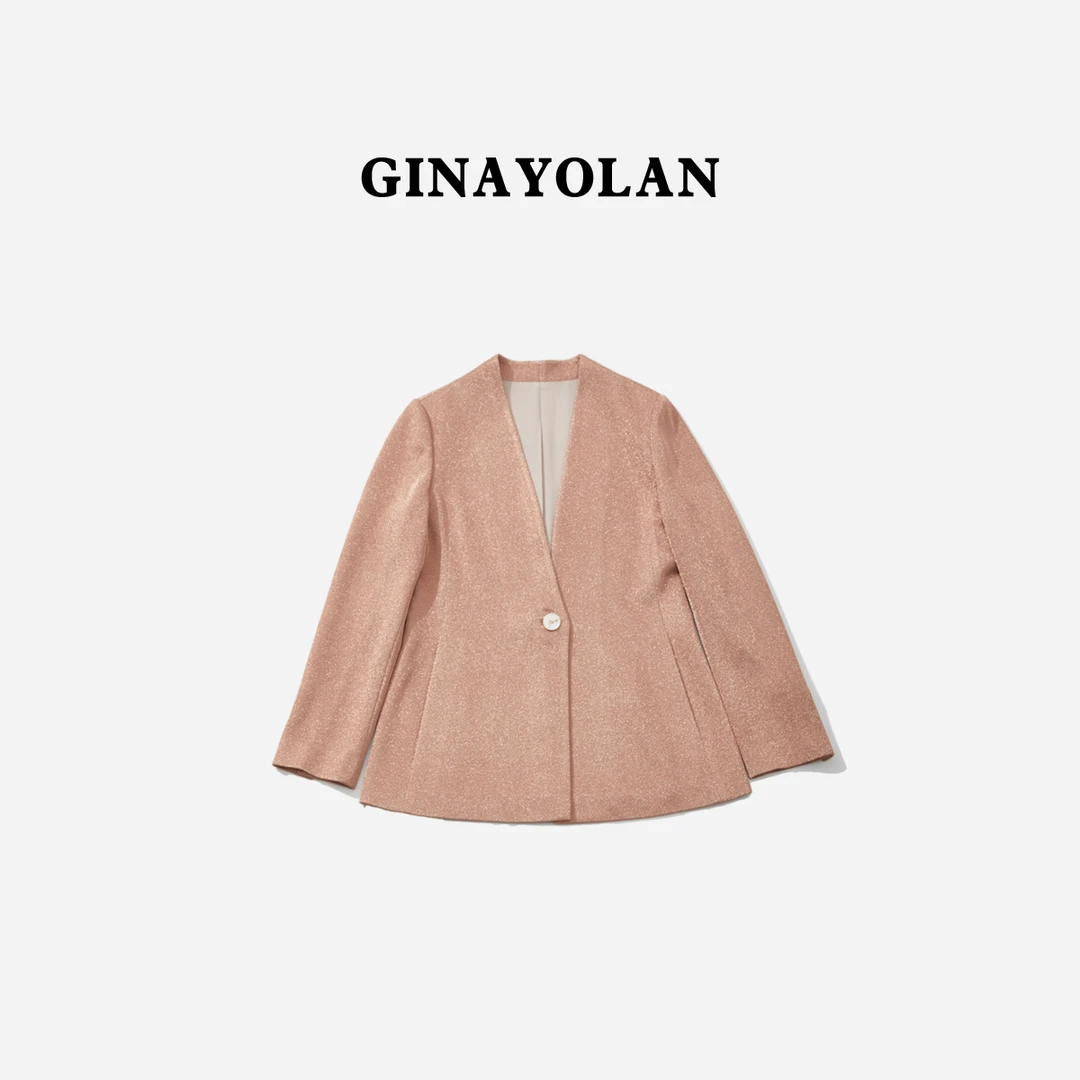 GINAYOLAN/ 瑾颜【重磅】意大利进口面料亮闪修身休闲西装时尚春季