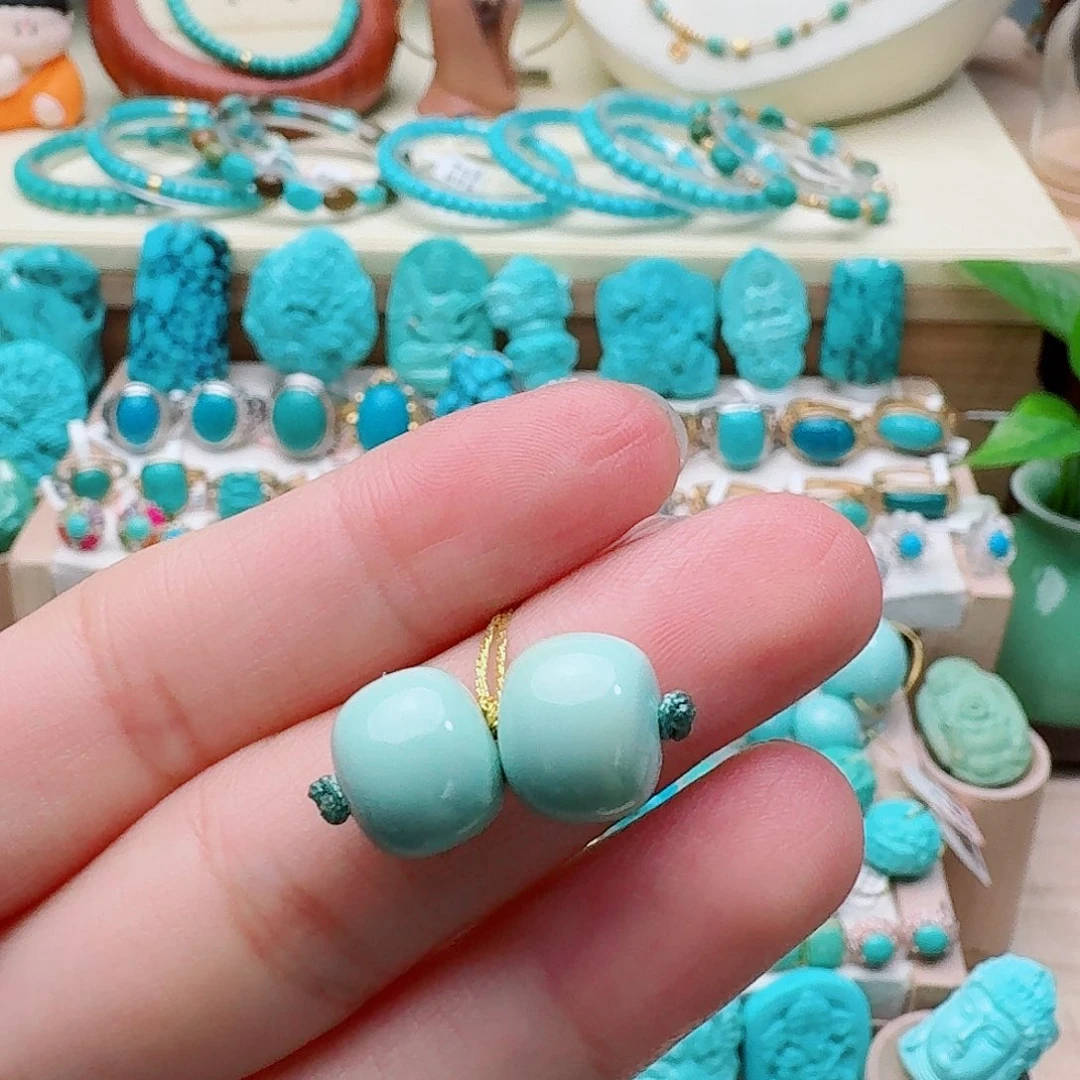 绿松石未镶嵌高瓷绿老型腰珠11