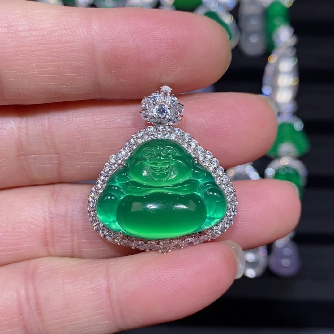 玛瑙/玉髓银S925镶嵌吊坠