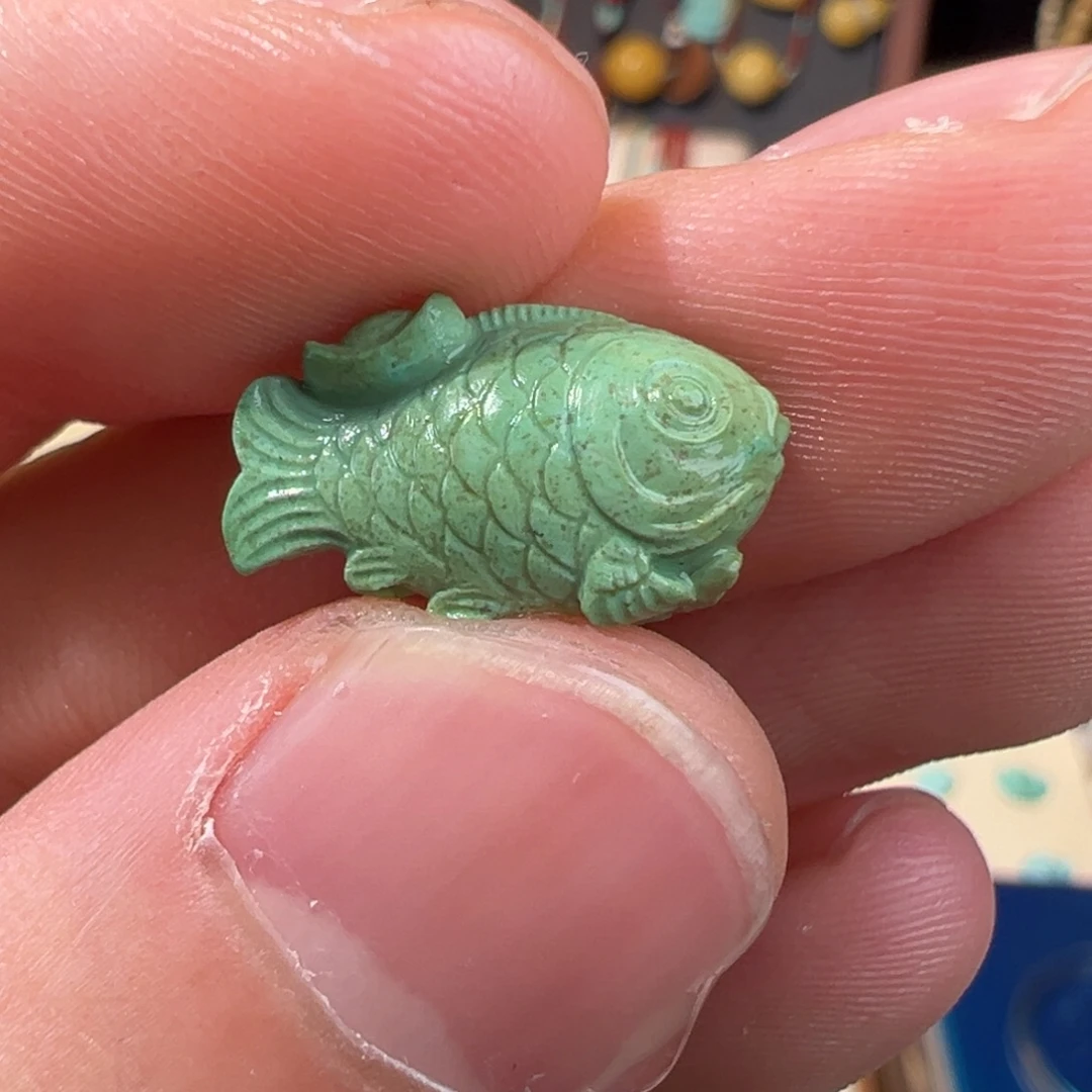 绿松石未镶嵌松石鲤鱼跃龙门