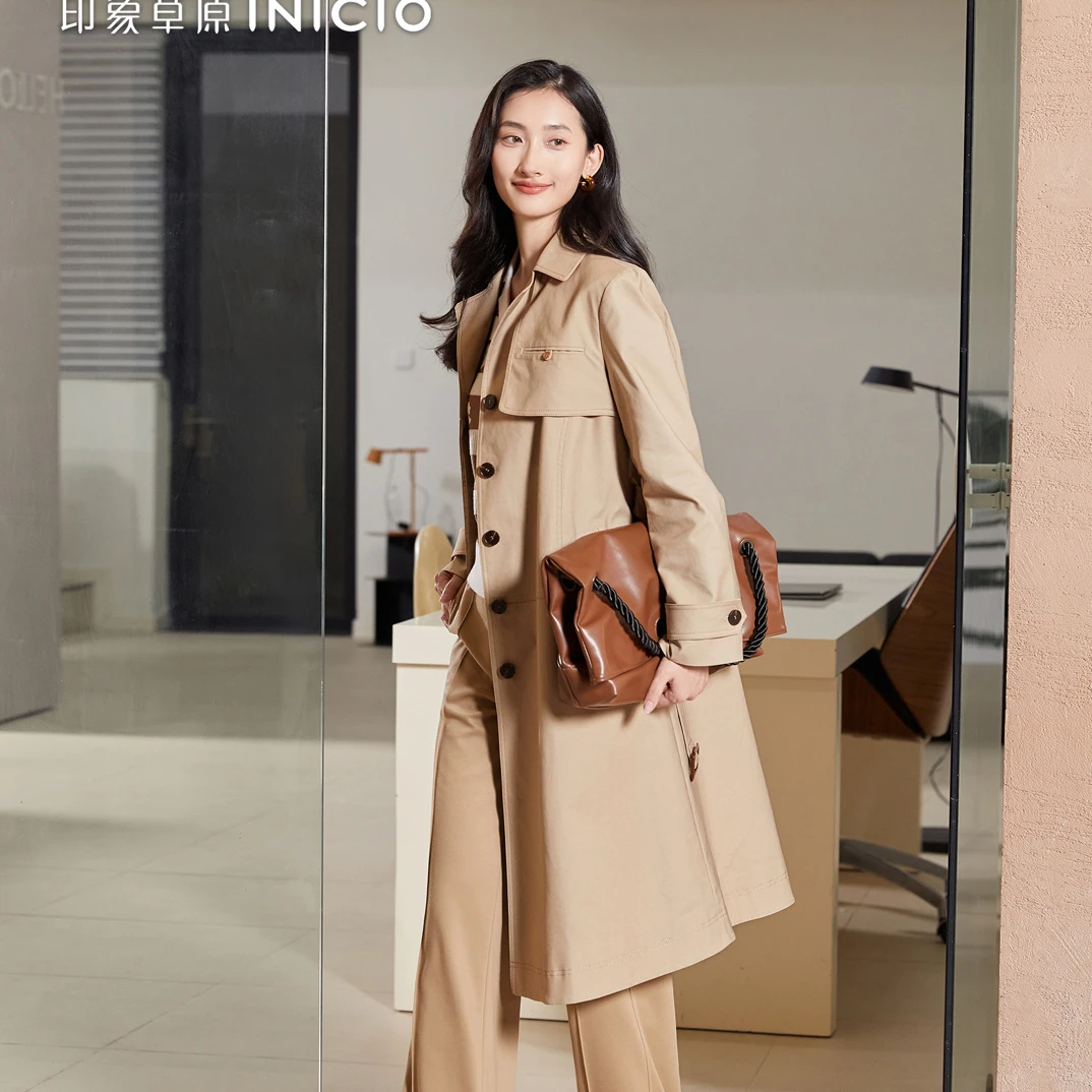 秋冬女卡其风衣中长款气质风衣外套