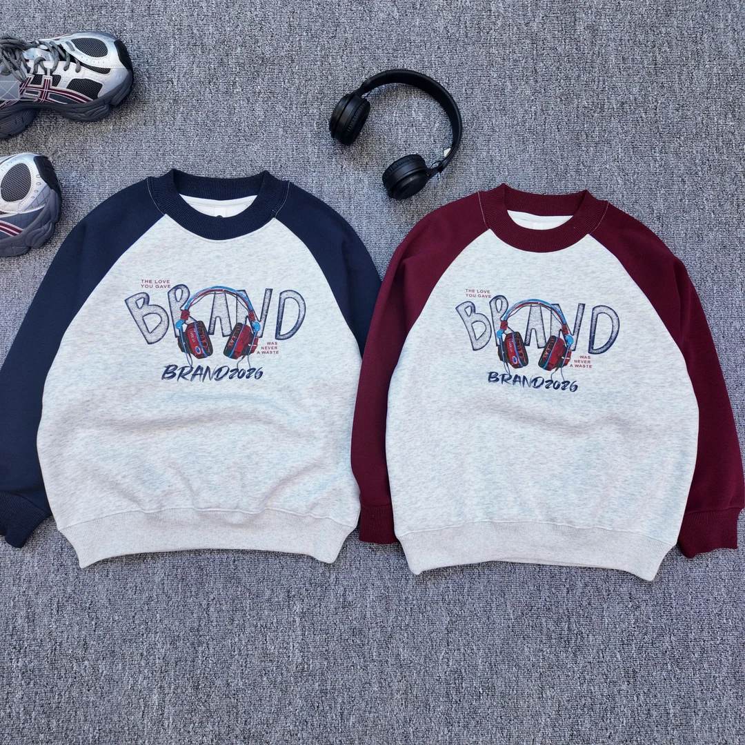 【小哥童装】男童套头秋季圆领卫衣拼色韩版时尚中大童上衣71661