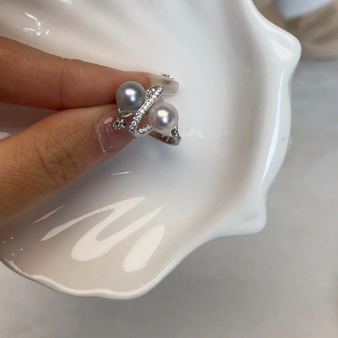 海水珍珠戒指银S925镶嵌