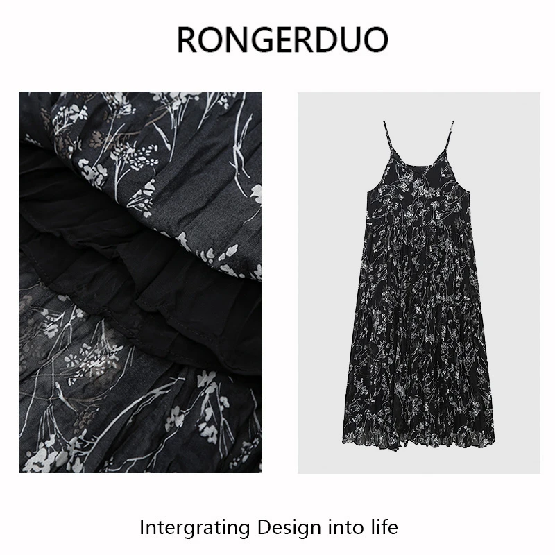 Q22#茸耳朵度假 小个子女装连衣裙法式碎花裙夏季沙滩吊带裙