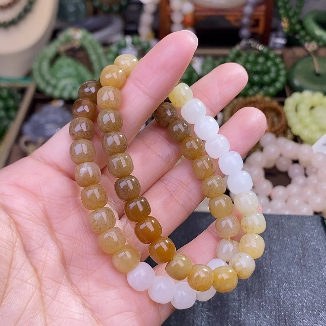 和田玉多样性发一 糖料手链未镶嵌