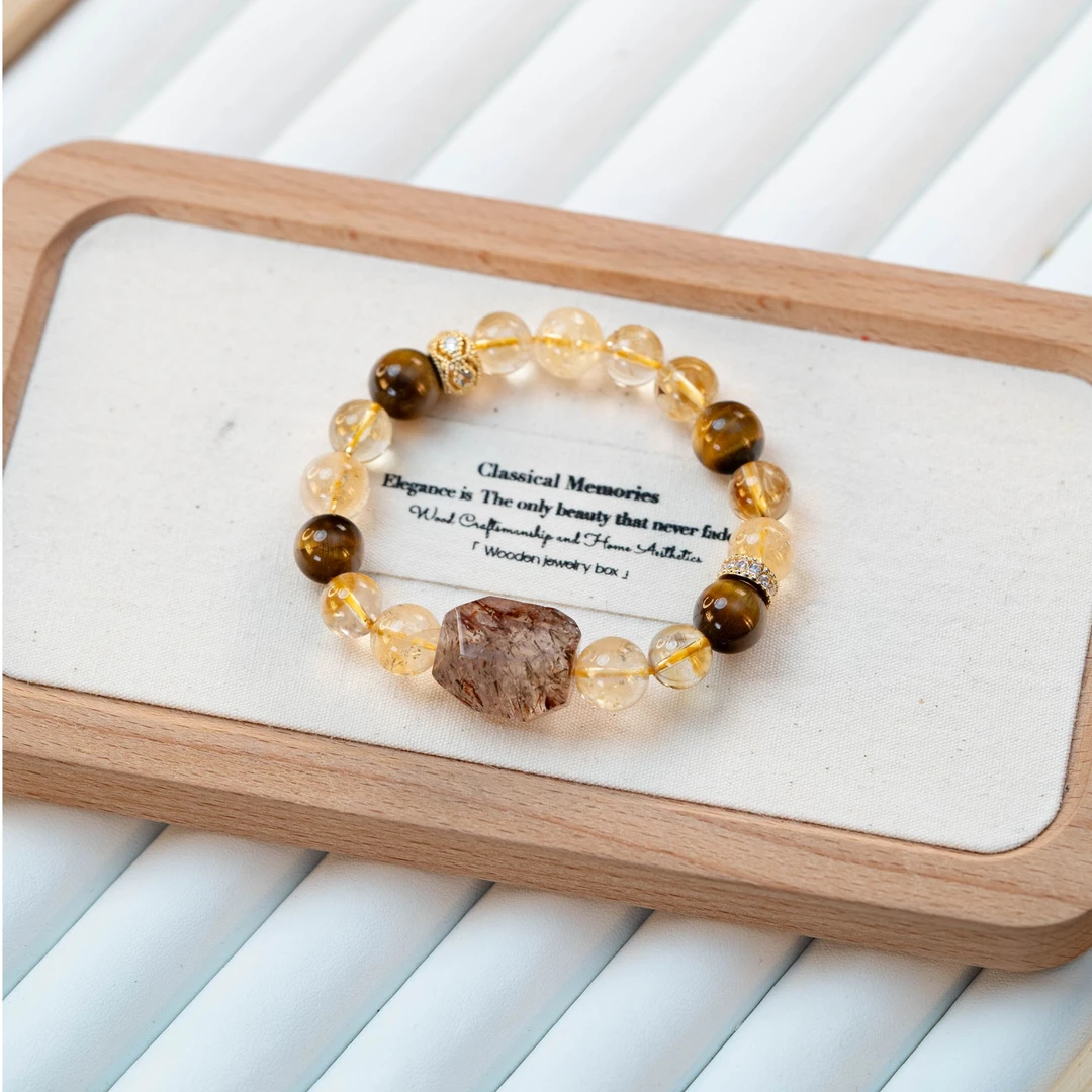 【聚八方】-原创黄塔晶虎眼石黄阿塞水晶手串L3005