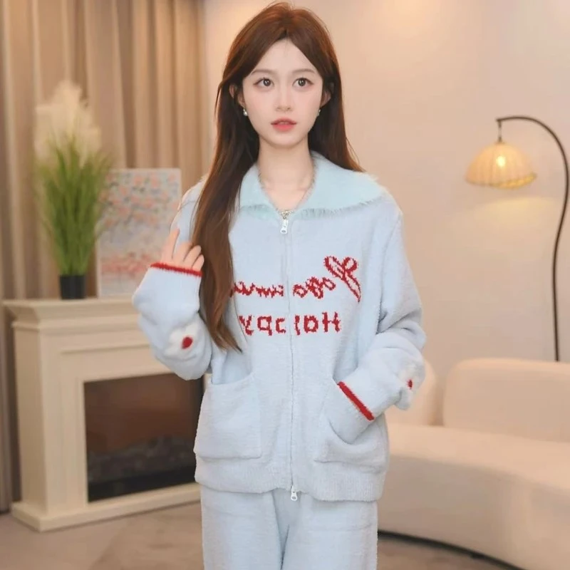 新品【蓄热型咳】冬季上新长袖甜美风睡衣女套装可外穿运动时尚休闲