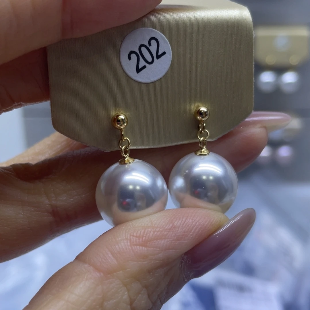 淡水珍珠银S925镶嵌耳饰