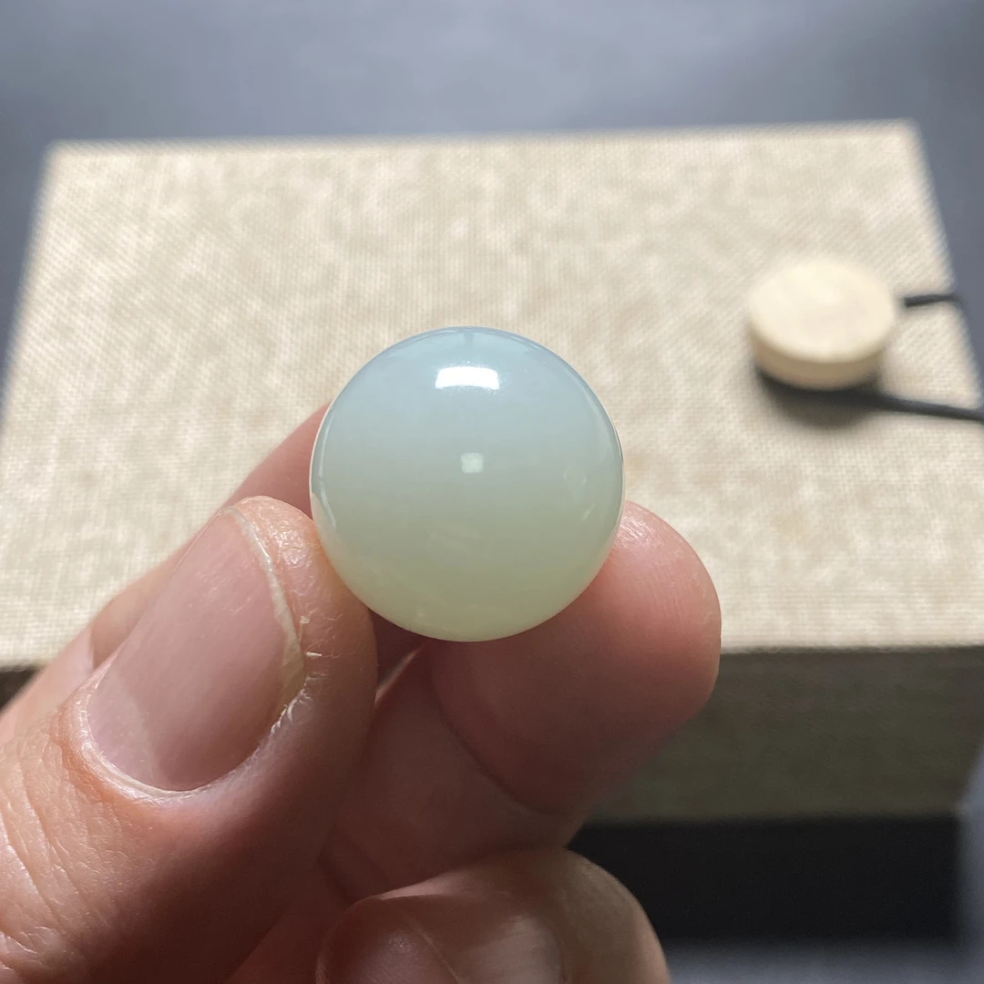 和田玉白玉圆珠18mm 细度好 油性棒 油糯老熟 单珠散珠配珠直播