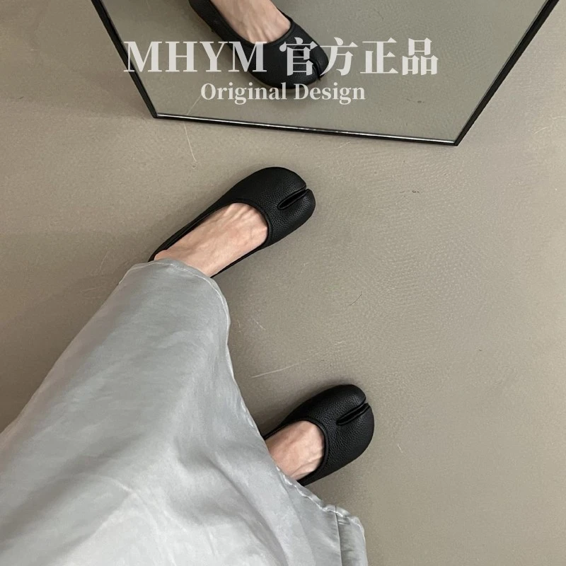 软底豆豆鞋2025年新款浅口夏季一脚蹬分趾猪蹄鞋脚趾马蹄平底单鞋