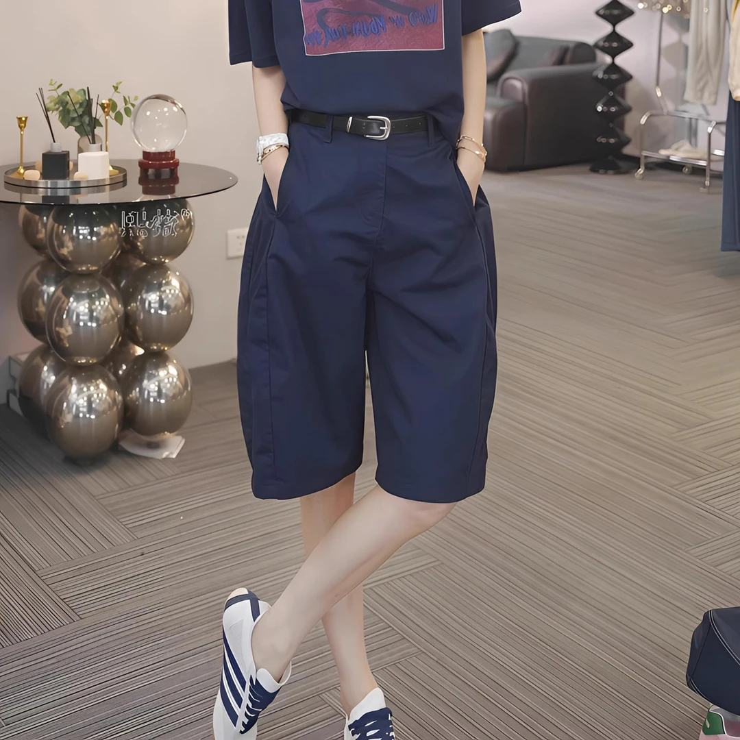 天呐！谁能拒绝啊！藏青色休闲短裤女2025薄款显瘦小个子五分百搭裤