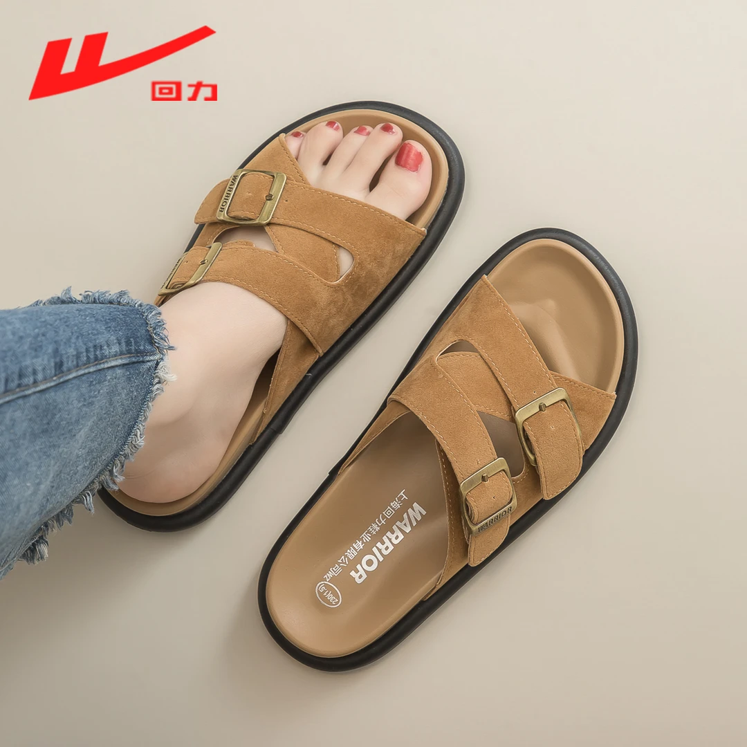 回力女鞋夏天凉鞋2025夏季新款女式外穿一字平底休闲勃肯凉拖1583