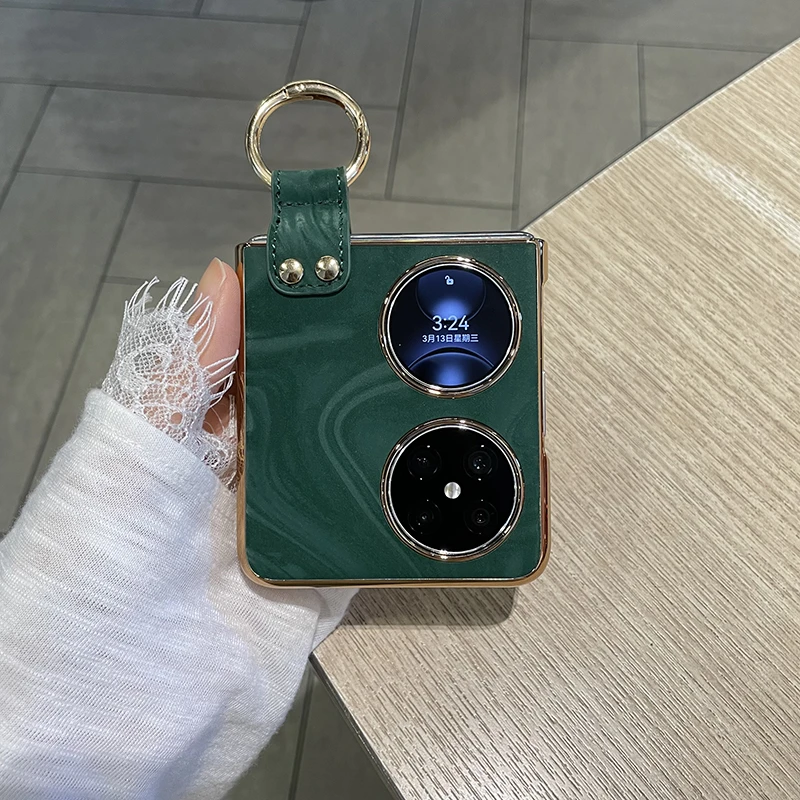 适用于华为Pocket2手机壳电镀流光纹指环款pocketS时尚潮流保护壳