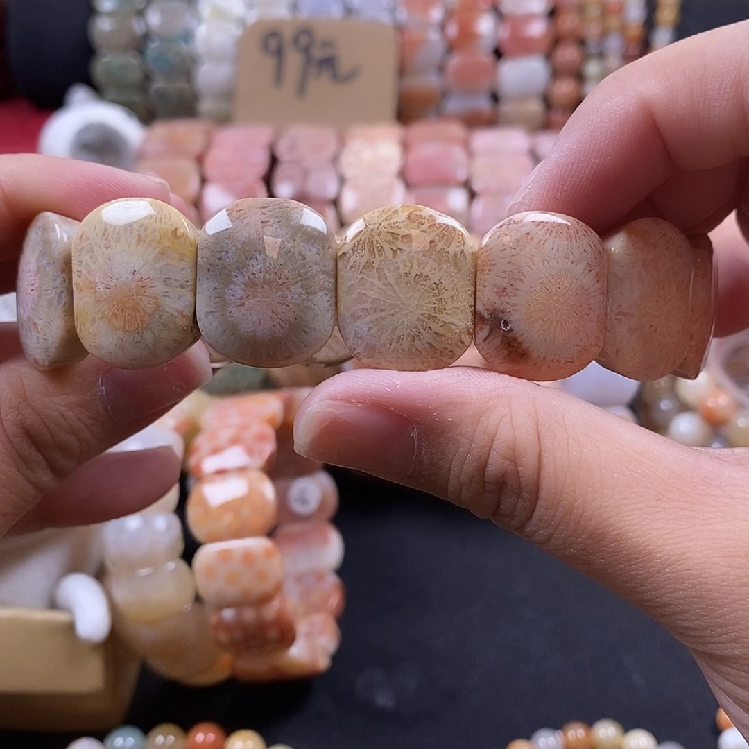 硅化珊瑚（珊瑚玉）未镶嵌手牌 9