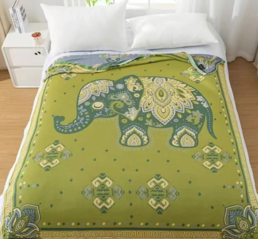 绿色吉象 新款竹纤维 夏季冷感毯 多功能毯子休闲毯