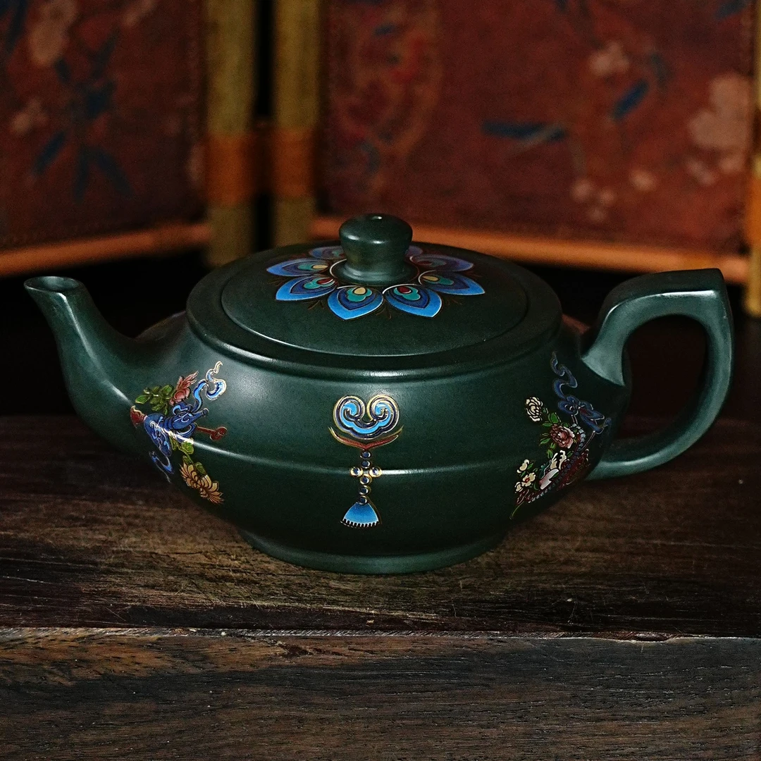 【0237汉云】宜兴原矿紫砂全手工珐琅彩茶具紫砂壶茶器