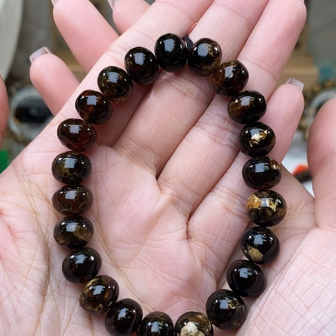 琥珀未镶嵌手链10➕黑花