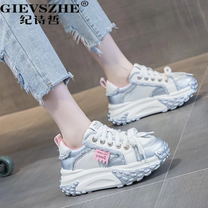 纪诗哲网红老爹鞋女2025秋季新款厚底跑女士秋季厚底网面休闲鞋