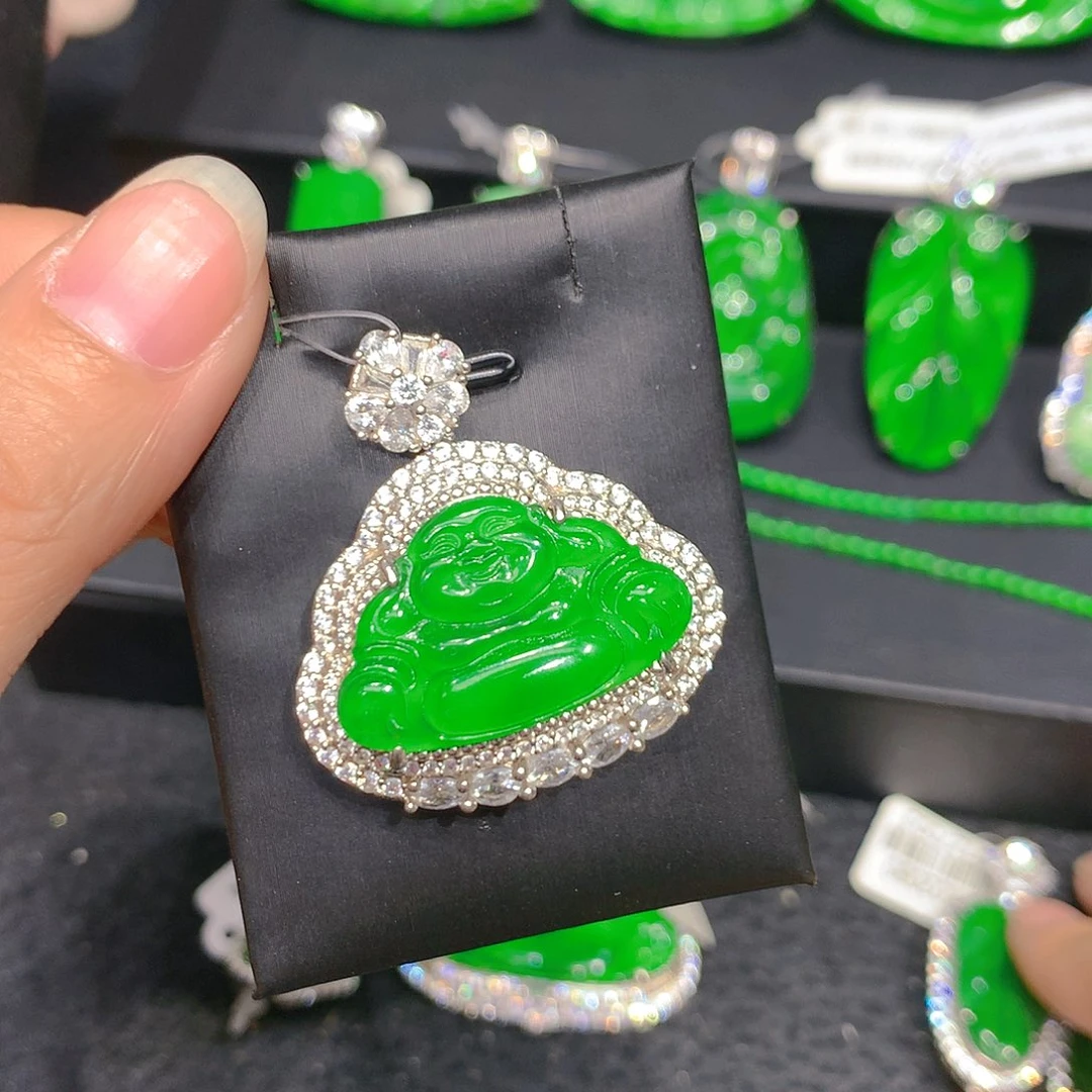 颈饰银S925镶嵌翡翠00888