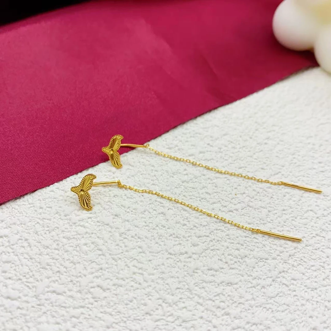 【木韵阁】足金999 黄金5G鱼尾耳线黄金足金耳针 1.69