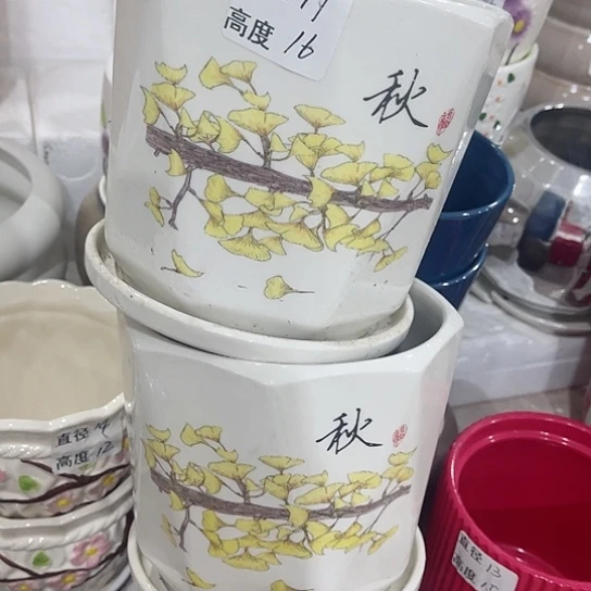多肉绿植陶瓷花盆9.9包邮，有孔