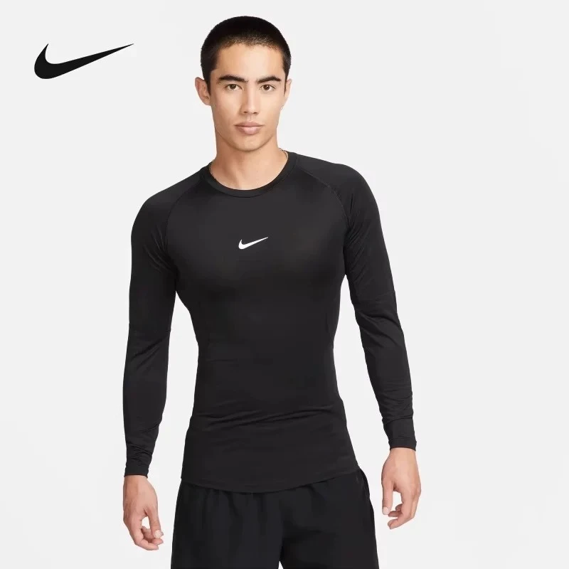 NIKE/耐克男款黑色Dri-Fit紧身长袖健身上衣FB7920010