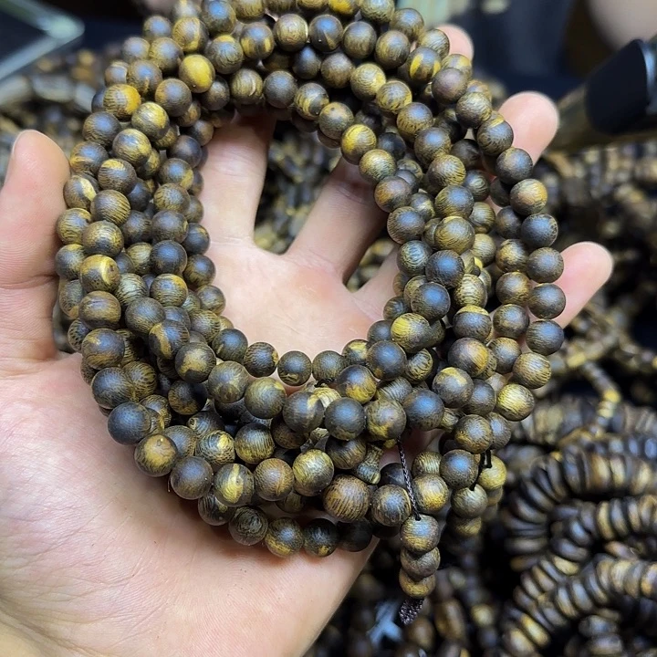 手串沉香999分沉0.8树丁圆珠多圈29克加多样性发一