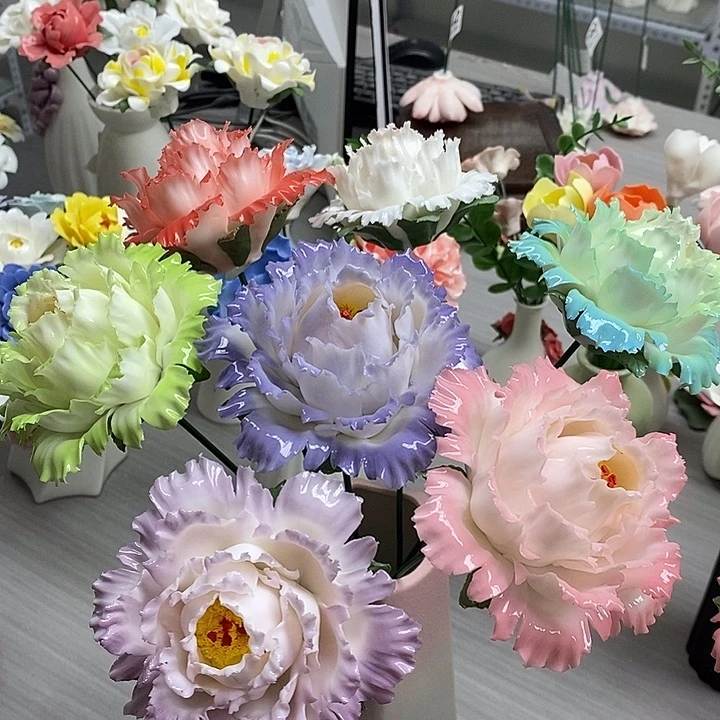 陶瓷陶瓷材料7朵大牡丹